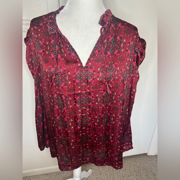 LOFT Red Long Sleeve Relaxed Blouse size XXL - Picture 1 of 9